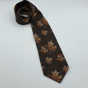 Vintage 70s Autumn Leaf Patterned Men's Tie